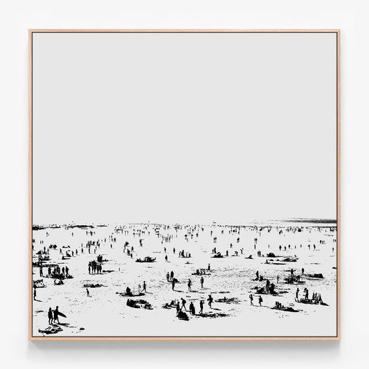 Beach Canvas wall art with oak float frame