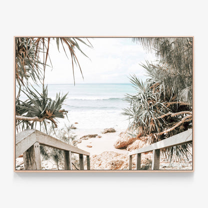 Beach Hideaway Canvas print in oak frame