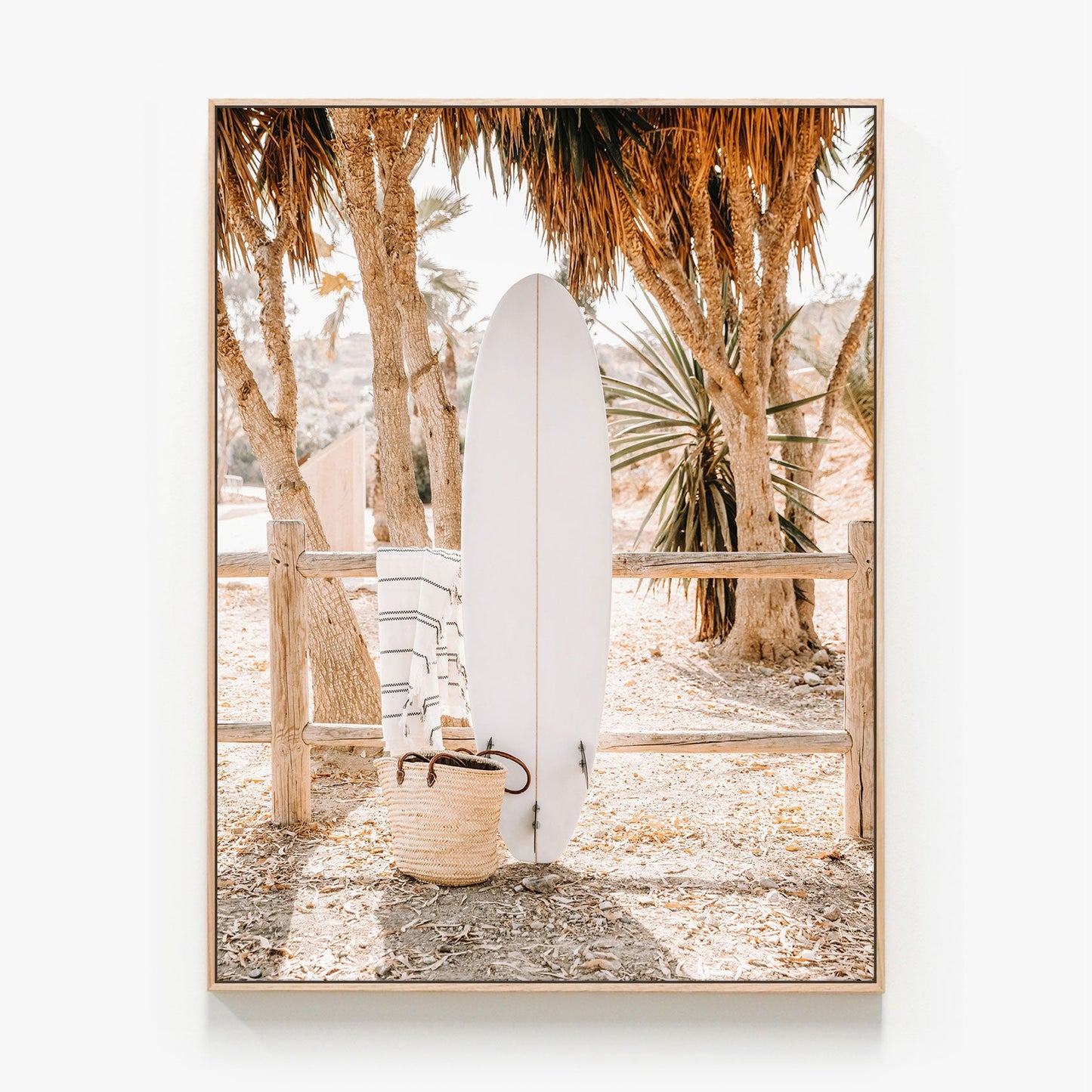 Beach Life Canvas wall art with oak float frame