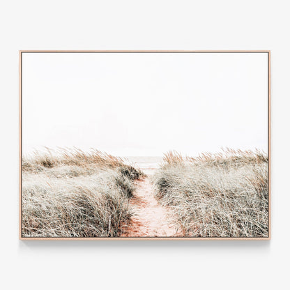 Beach Passage Canvas wall art with oak float frame