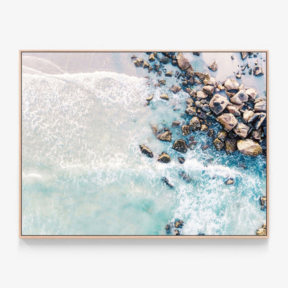 Beach Rocks Canvas wall art with oak float frame