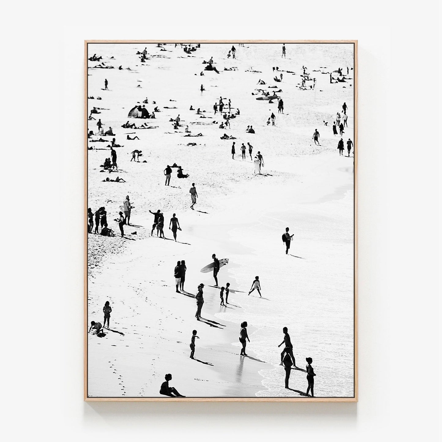 Beach Silhouettes Canvas wall art with oak float frame