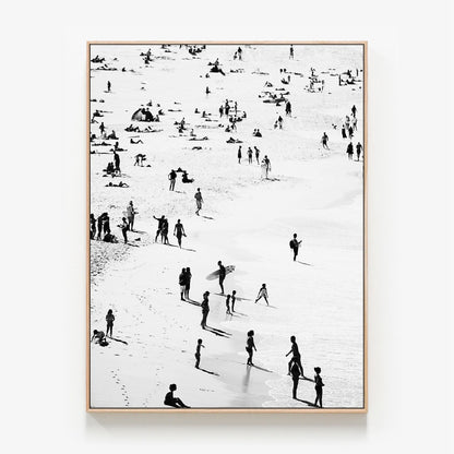 Beach Silhouettes Canvas wall art with oak float frame