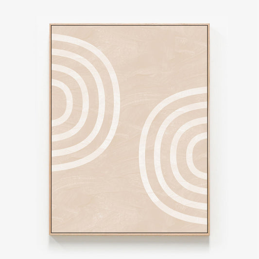 Beige Arches Canvas print in oak frame