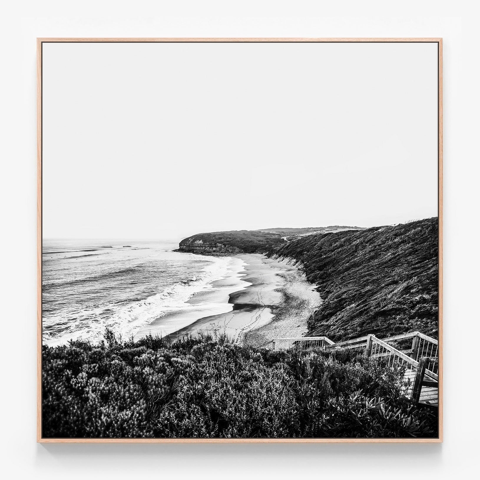 Bells Beach Canvas print in oak frame