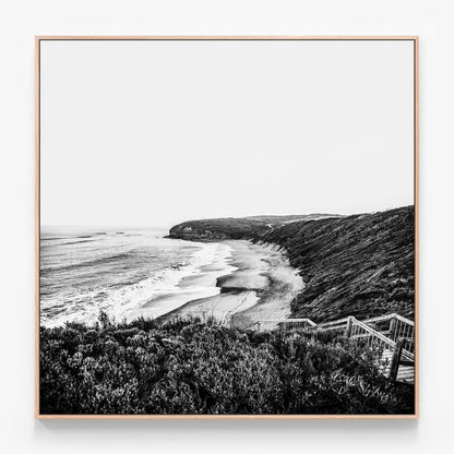 Bells Beach Canvas print in oak frame