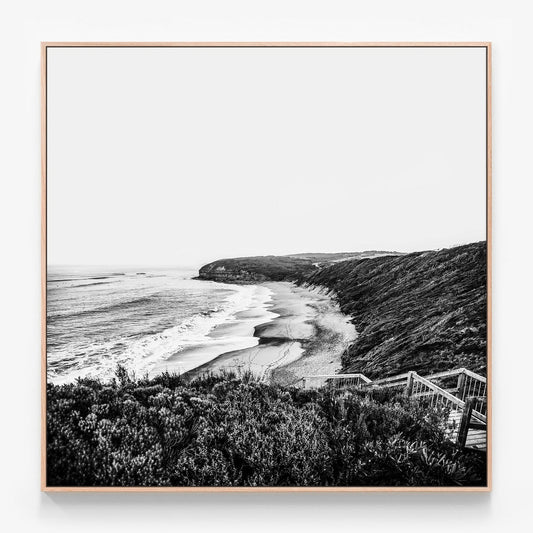 Bells Beach Canvas print in oak frame