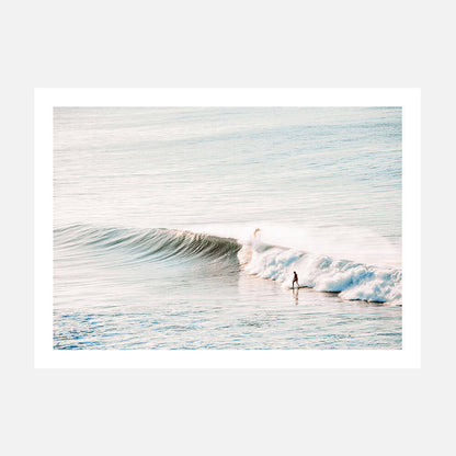 A photo wall art print featuring a surfer on a wave at Bell Beach Australia