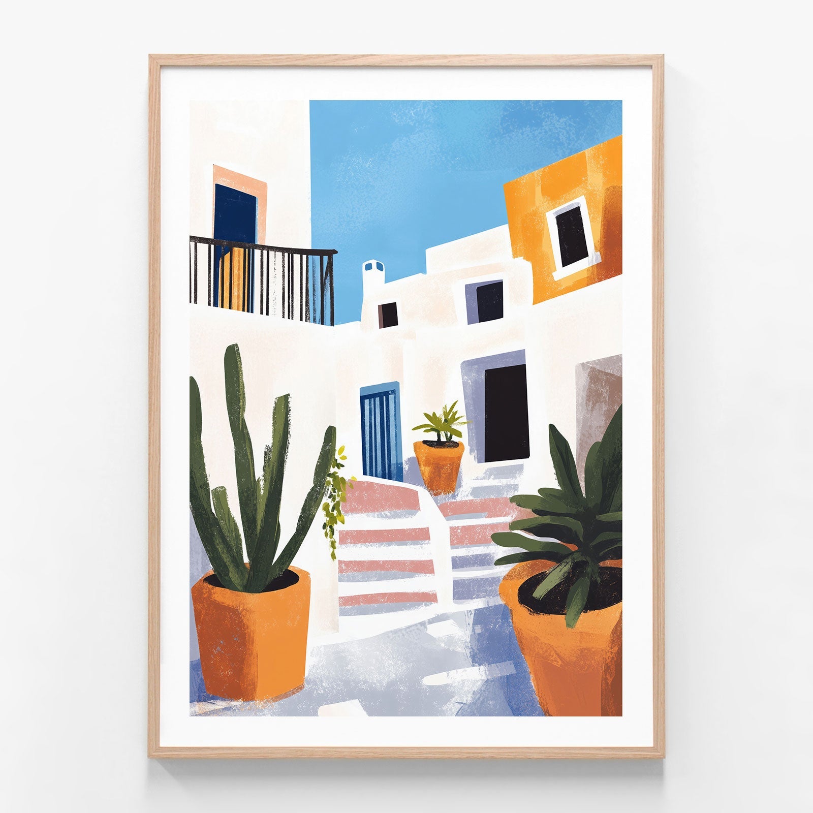 Between the Pots oak framed print