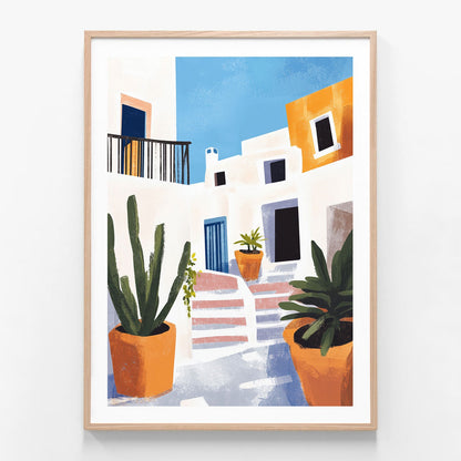 Between the Pots oak framed print