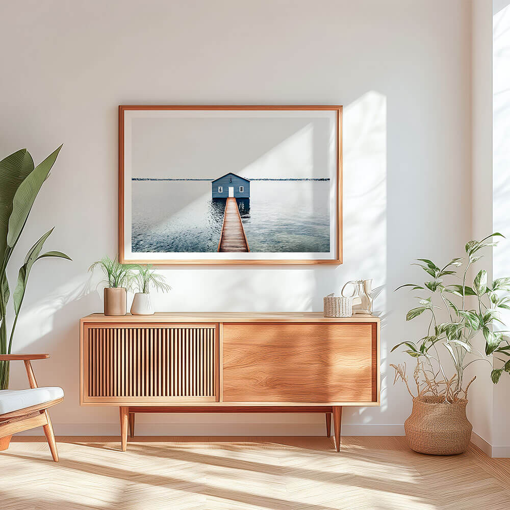 Blue-Boathouse-Framed-Print-in-a-Scandinavian-Interior.jpg