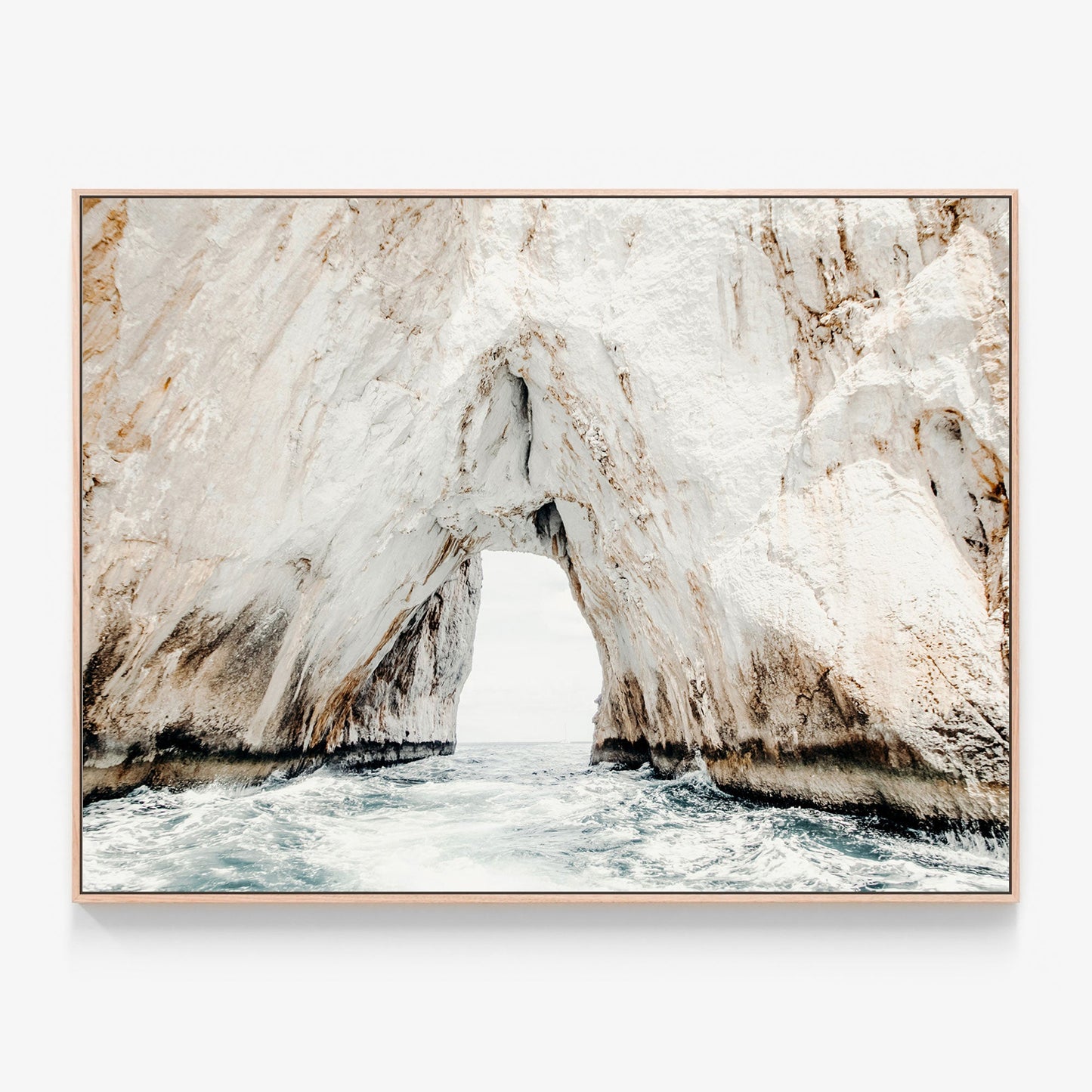 Blue Grotto Canvas wall art with oak float frame