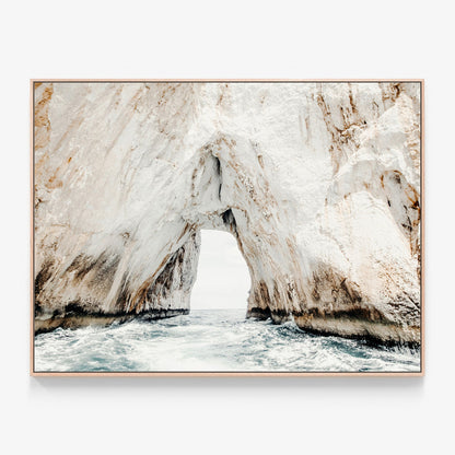 Blue Grotto Canvas wall art with oak float frame