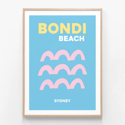 Bondi Beach 2 oak framed art print