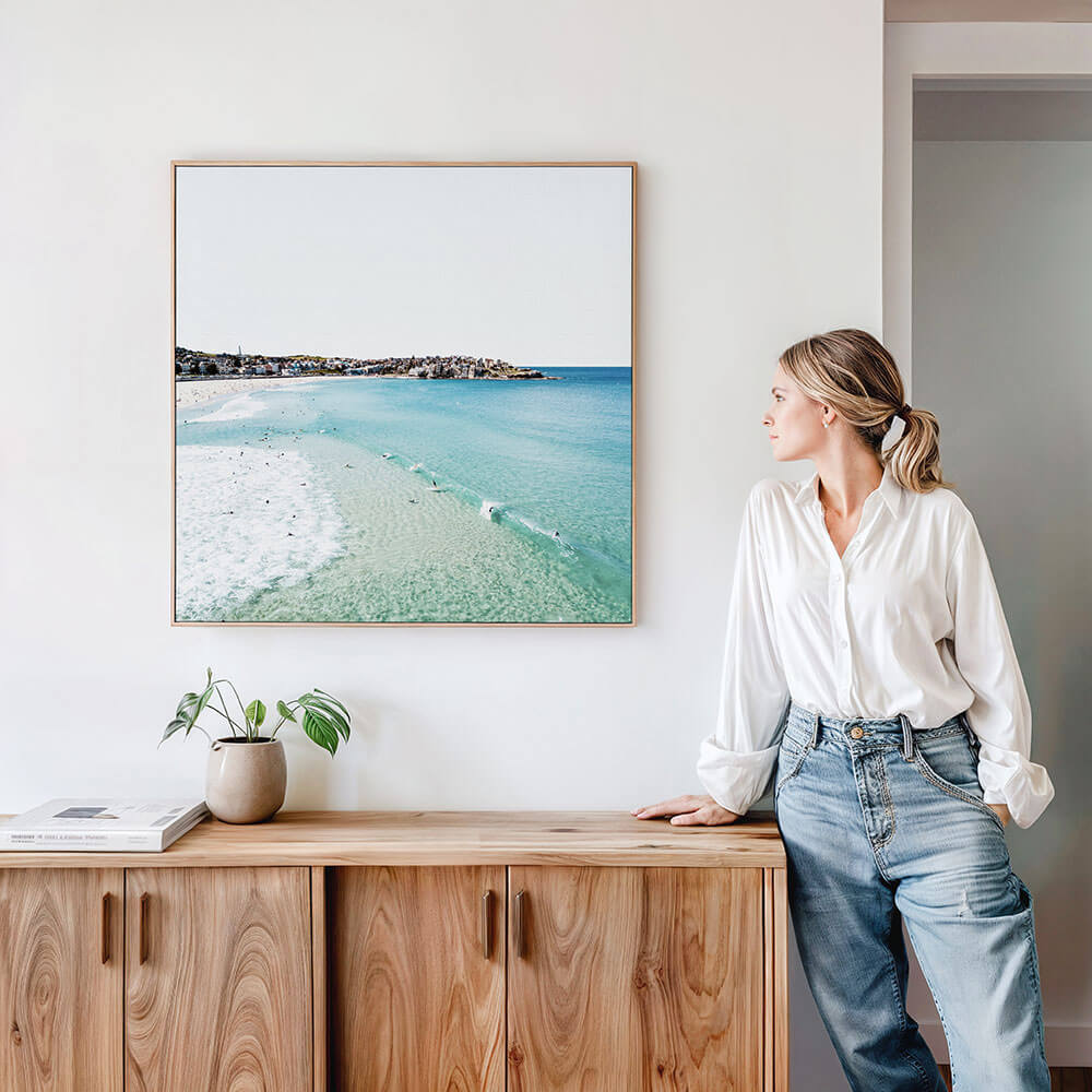 A Bondi beach aerial photography canvas wall art print.