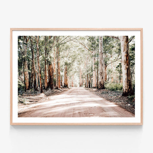Bush Road wall art print in oak frame