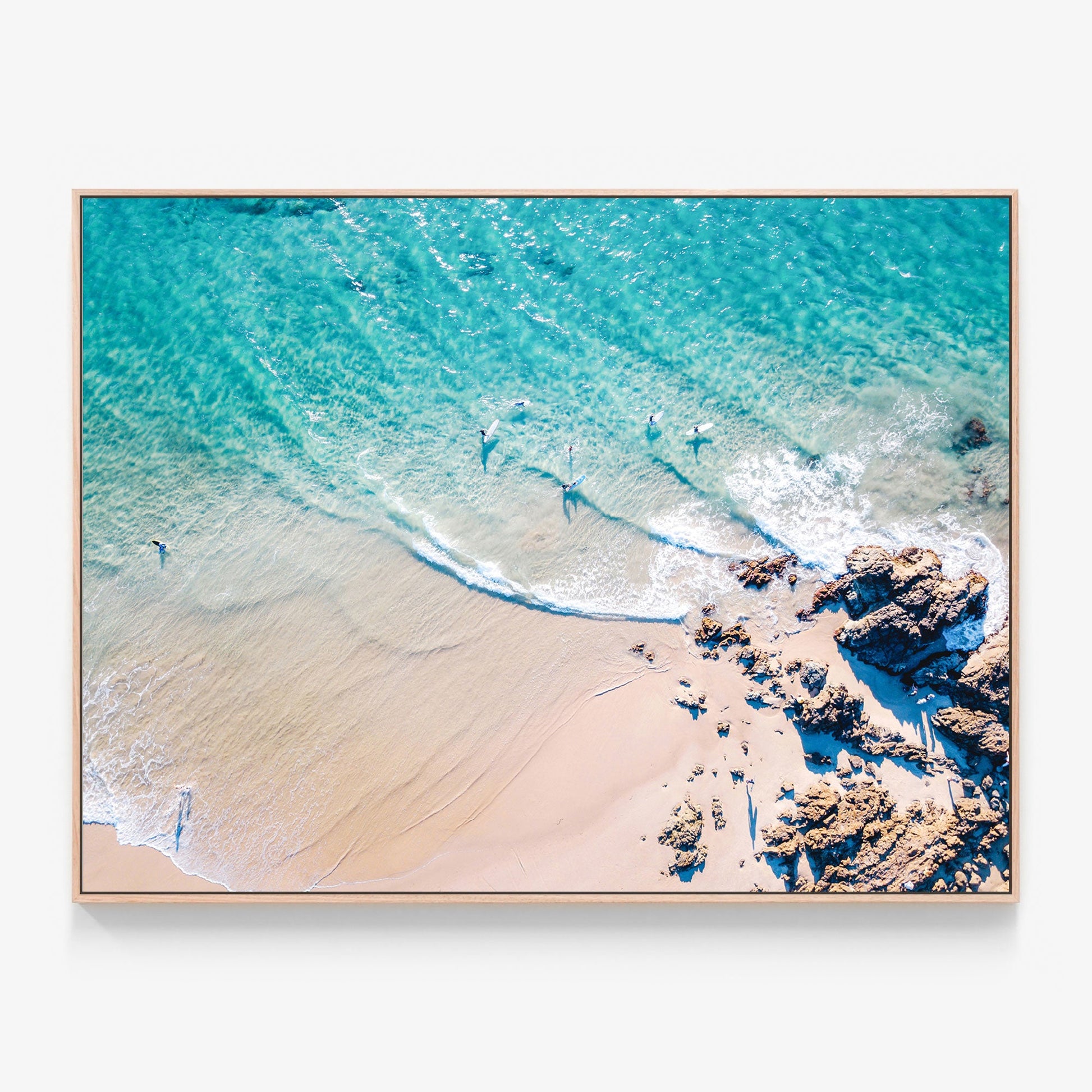 Photo of Byron Bay The Pass Canvas wall art print in oak frame