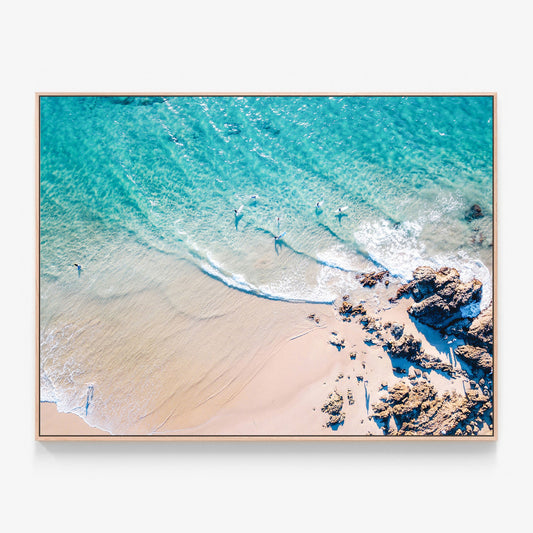 Photo of Byron Bay The Pass Canvas wall art print in oak frame