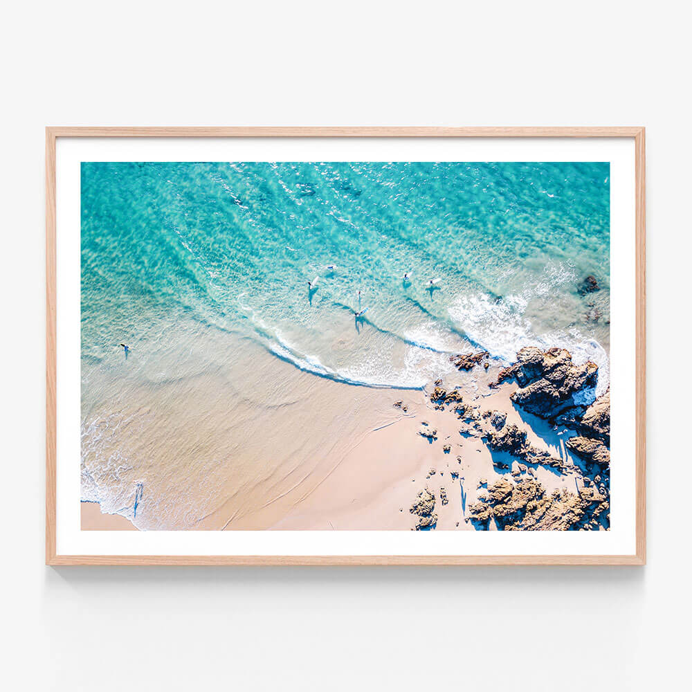 A framed photo wall art print featuring the Pass at Byron Bay an Australian coastal scene