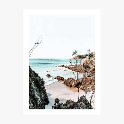 A photo wall art print of a cove in Byron Bay