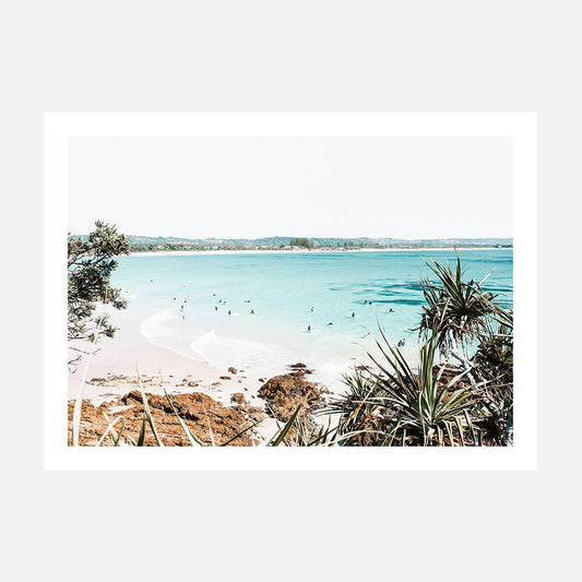 A photo wall art print featuring the coast of Byron Bay