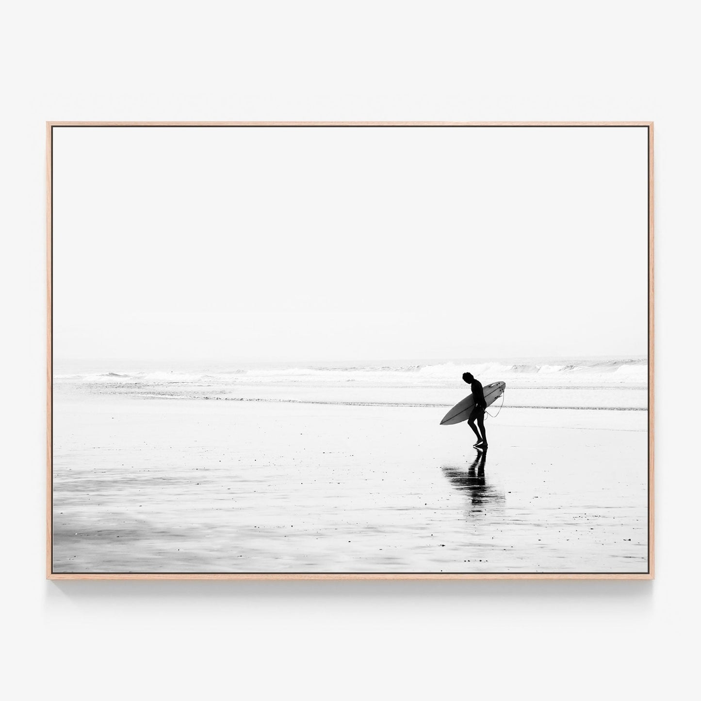 Byron Surfer Canvas wall art with oak float frame