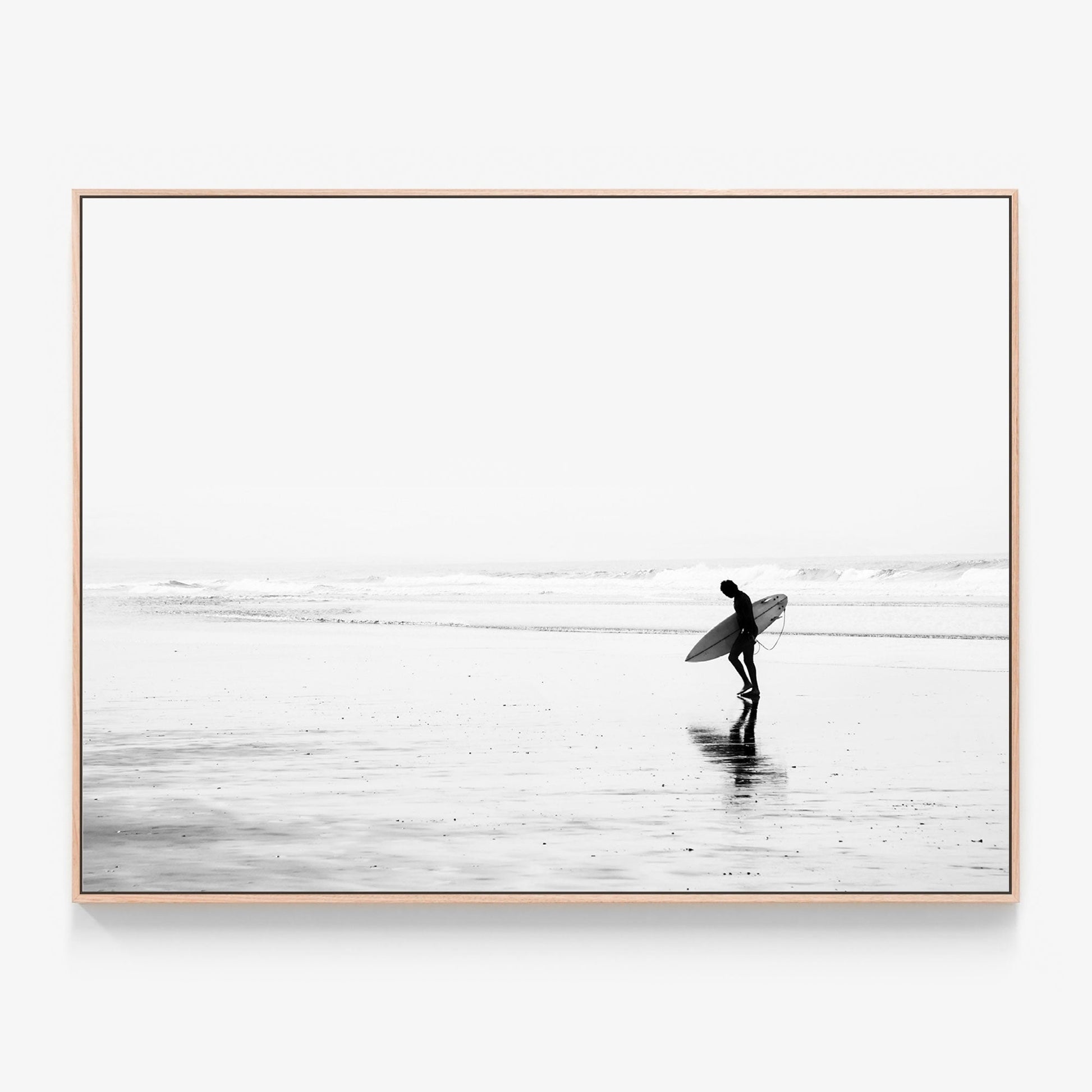Byron Surfer Canvas wall art with oak float frame