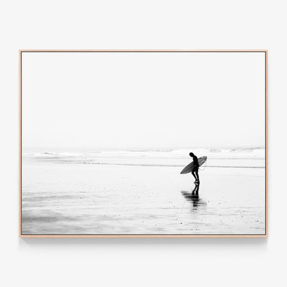 Byron Surfer Canvas wall art with oak float frame