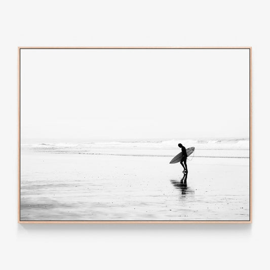 Byron Surfer Canvas wall art with oak float frame