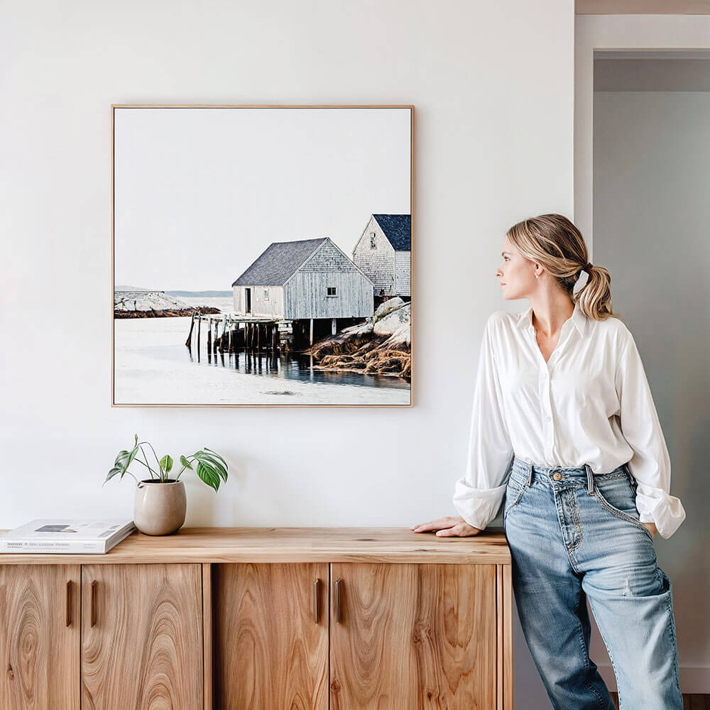 A framed canvas wall art print