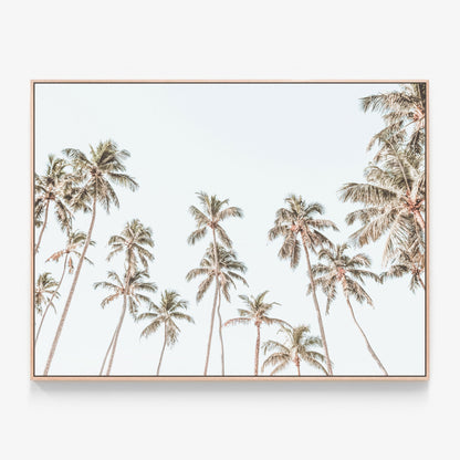 Caribbean Sky Canvas wall art with oak float frame