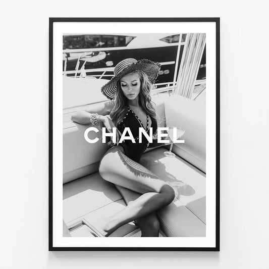 Chanel Boating wall art print in black frame