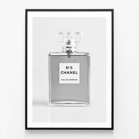 Chanel Bottle wall art print in black frame