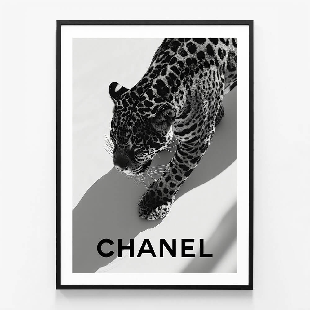 Chanel Jaguar wall art print in black frame
