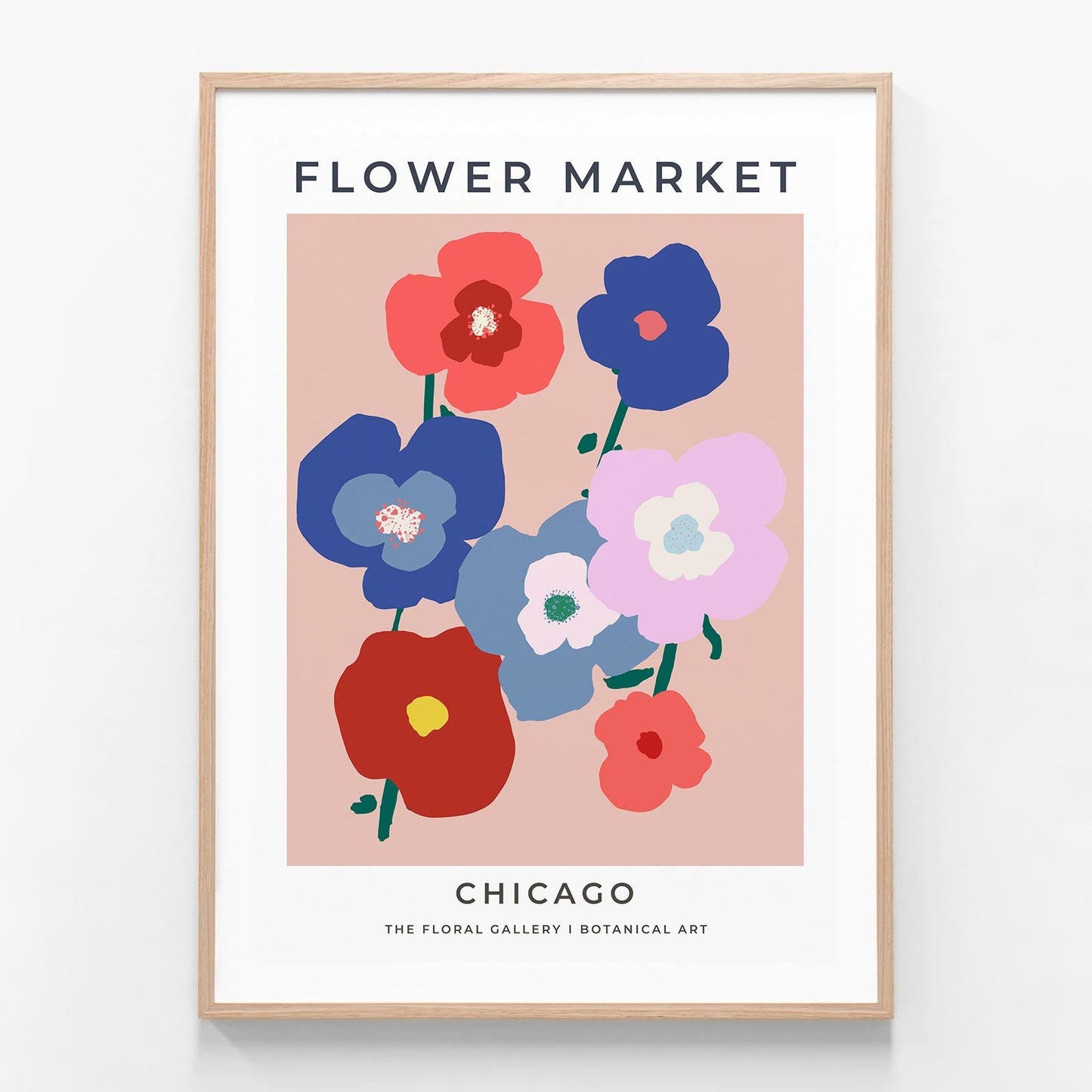 Chicago Flower Market oak framed print