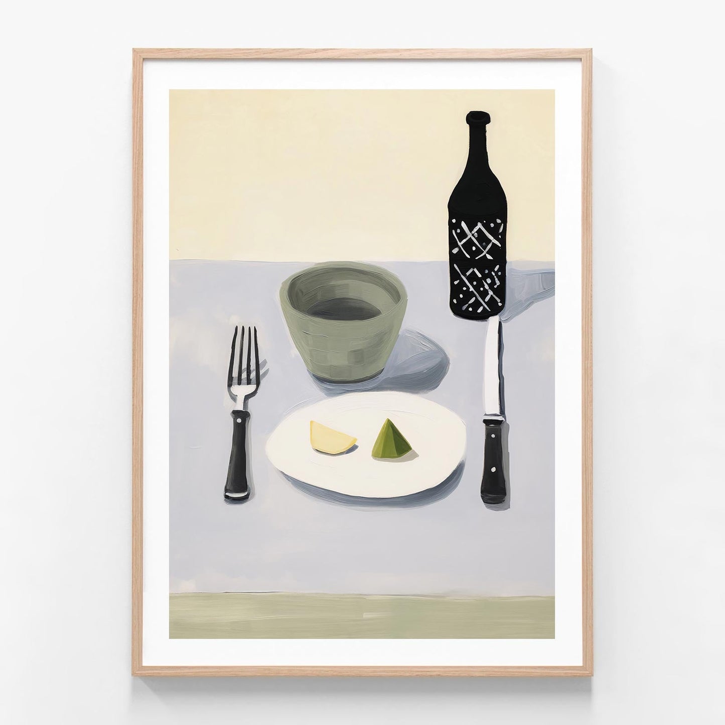Citrus Dinner oak framed print