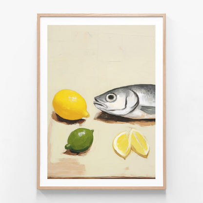Citrus Fish oak framed print