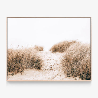 Coastal Grass Canvas wall art with oak float frame