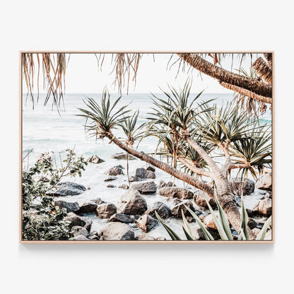 Coastal Pines Canvas print in oak frame