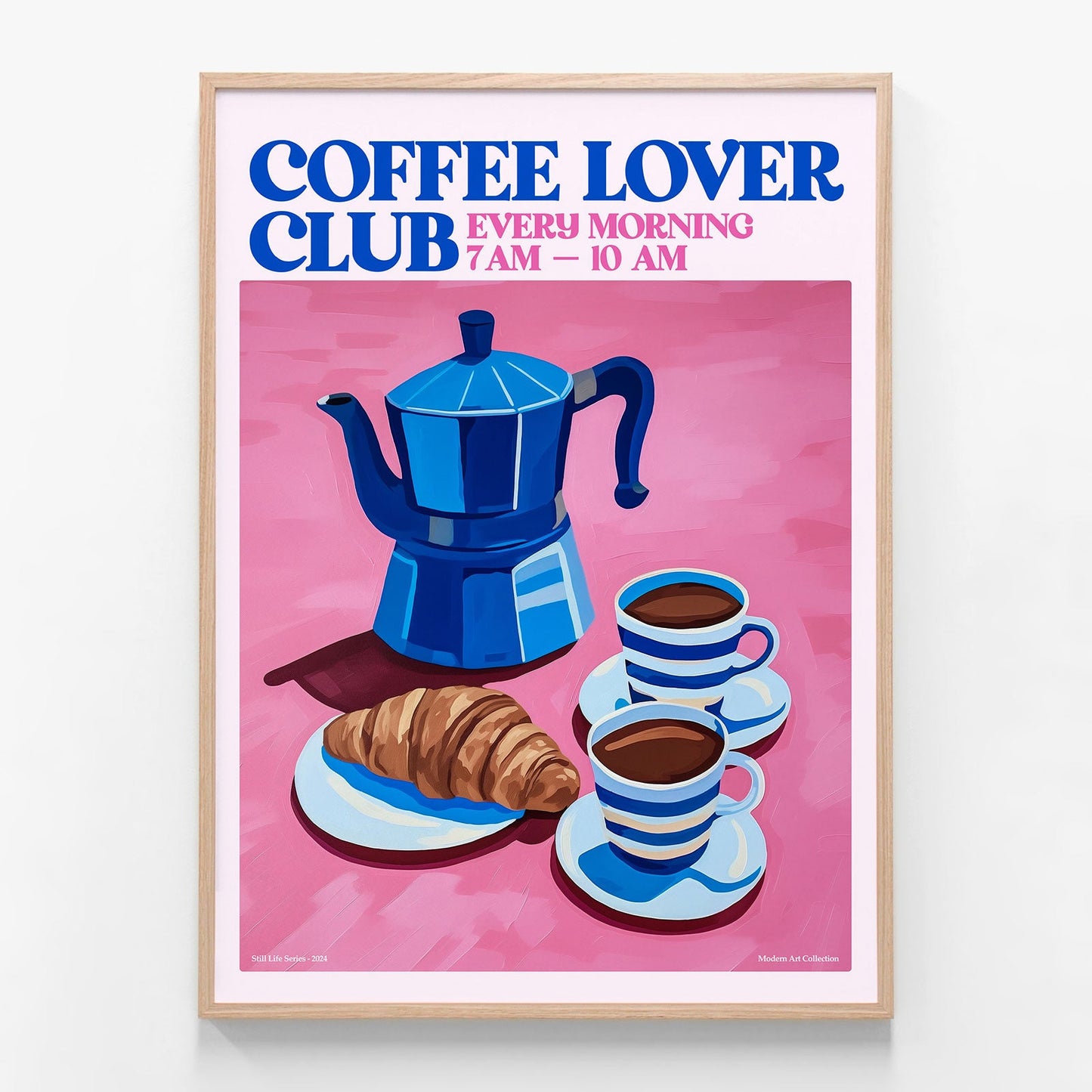 Coffee Lover Club oak framed print