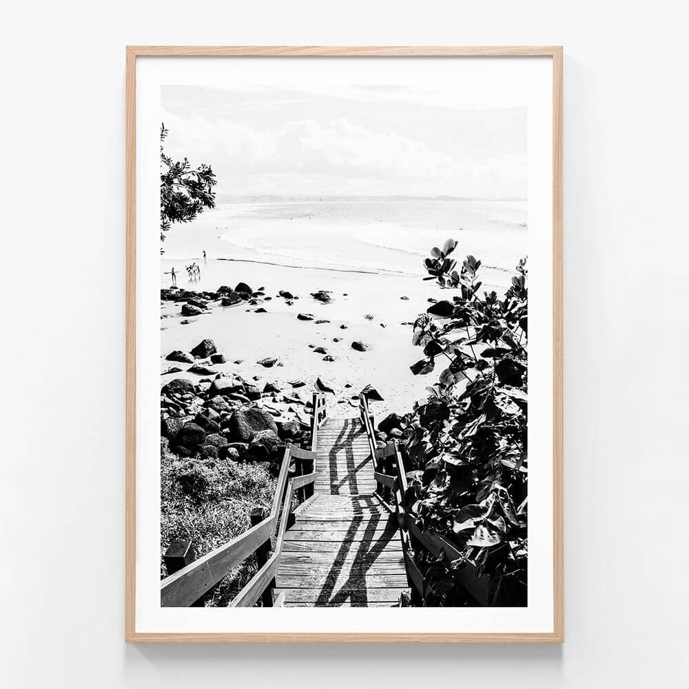 Coolangatta Stairs wall art print in oak frame