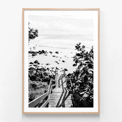 Coolangatta Stairs wall art print in oak frame