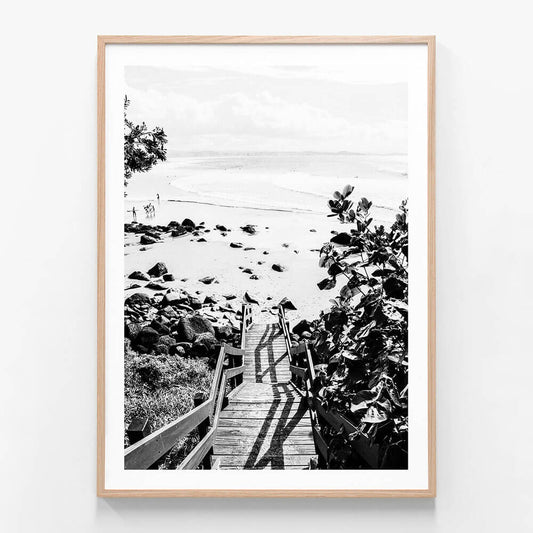 Coolangatta Stairs wall art print in oak frame