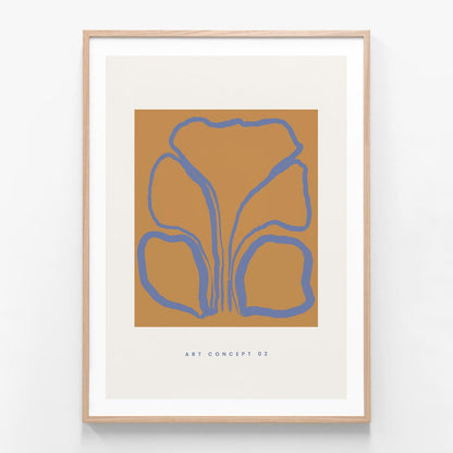Coral Study oak framed print