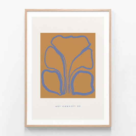 Coral Study oak framed print