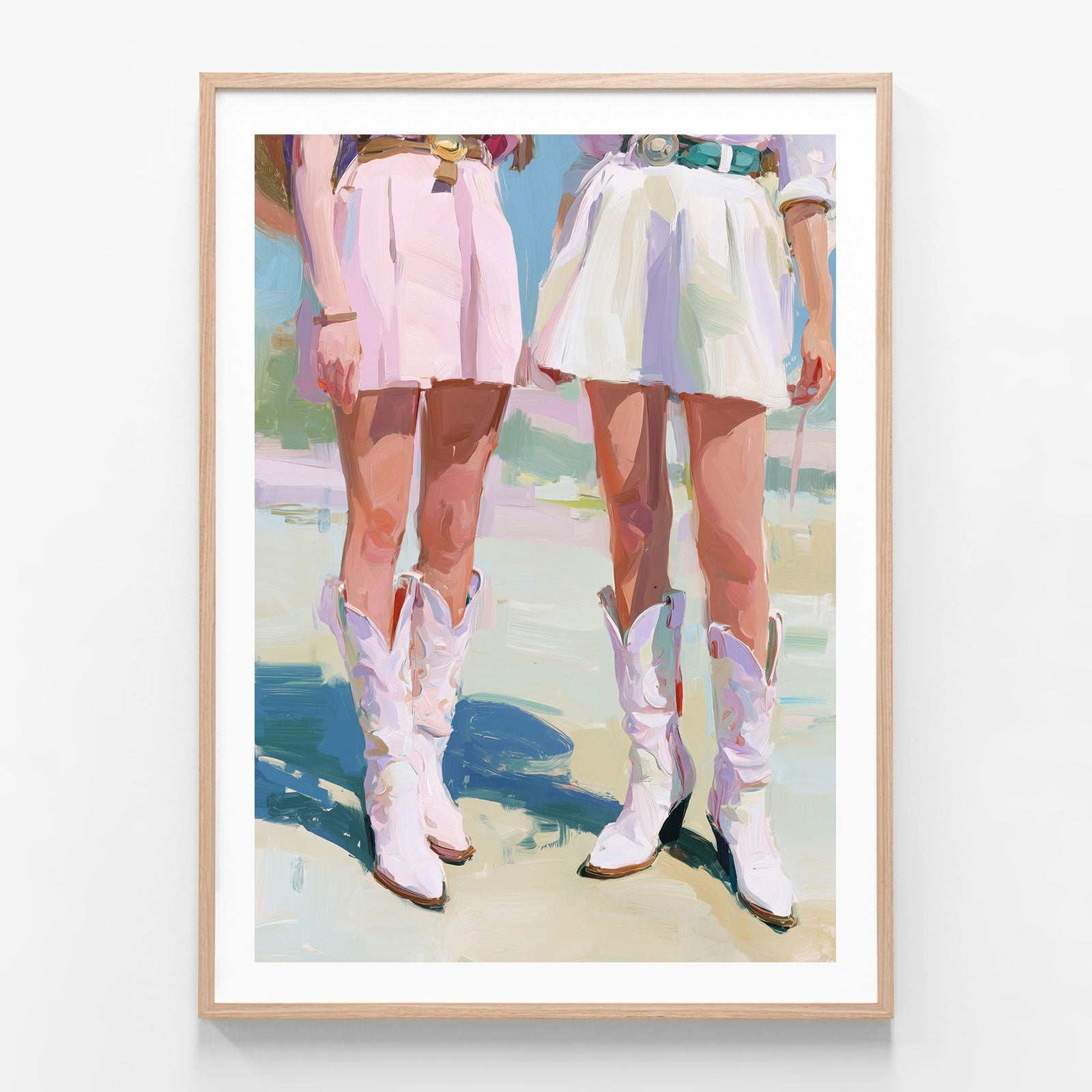 Cowgirls in Boots oak framed print