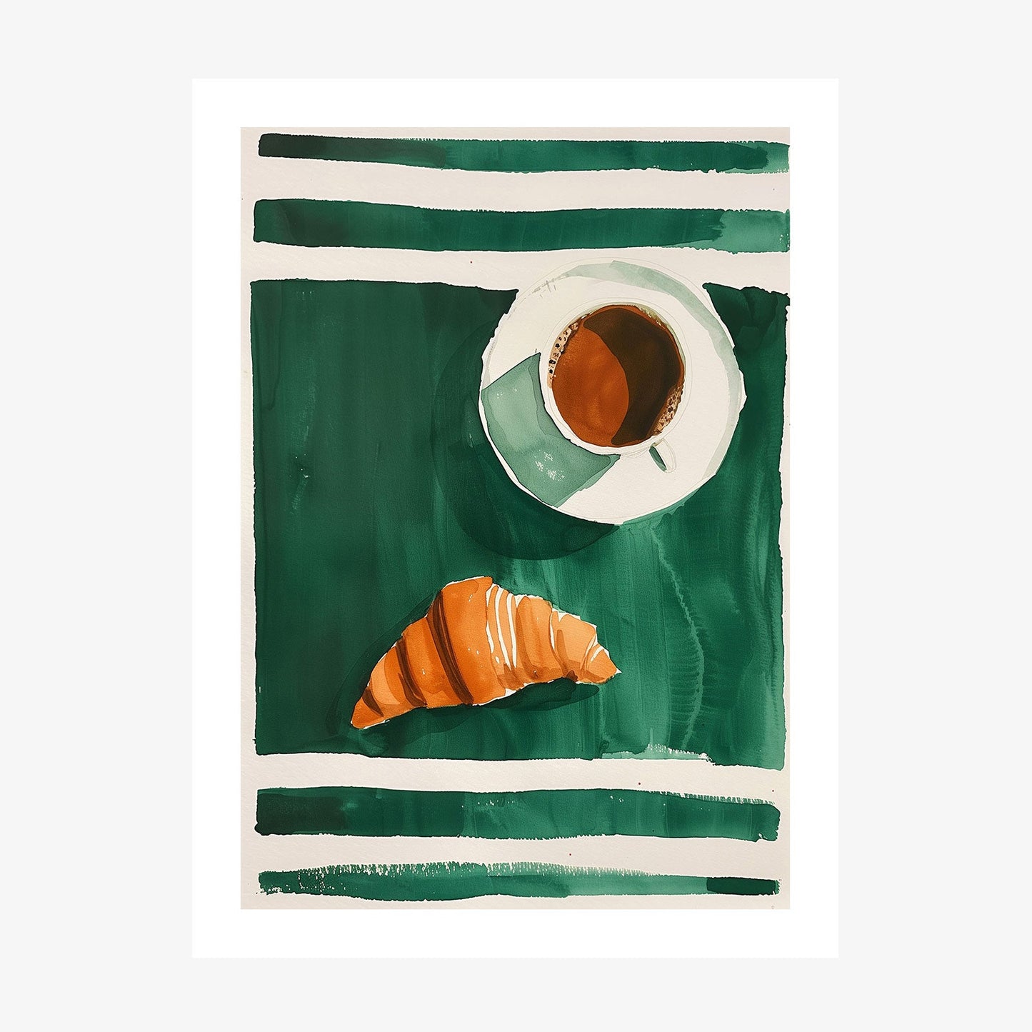 Croissant and Coffee wall art print