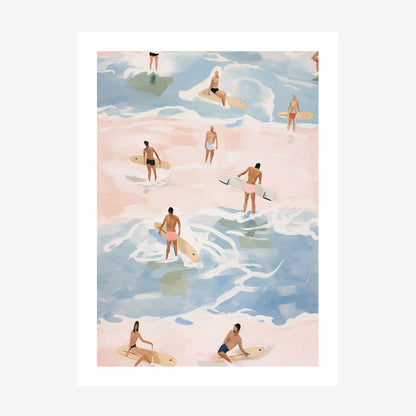 Crowded Surfers wall art print