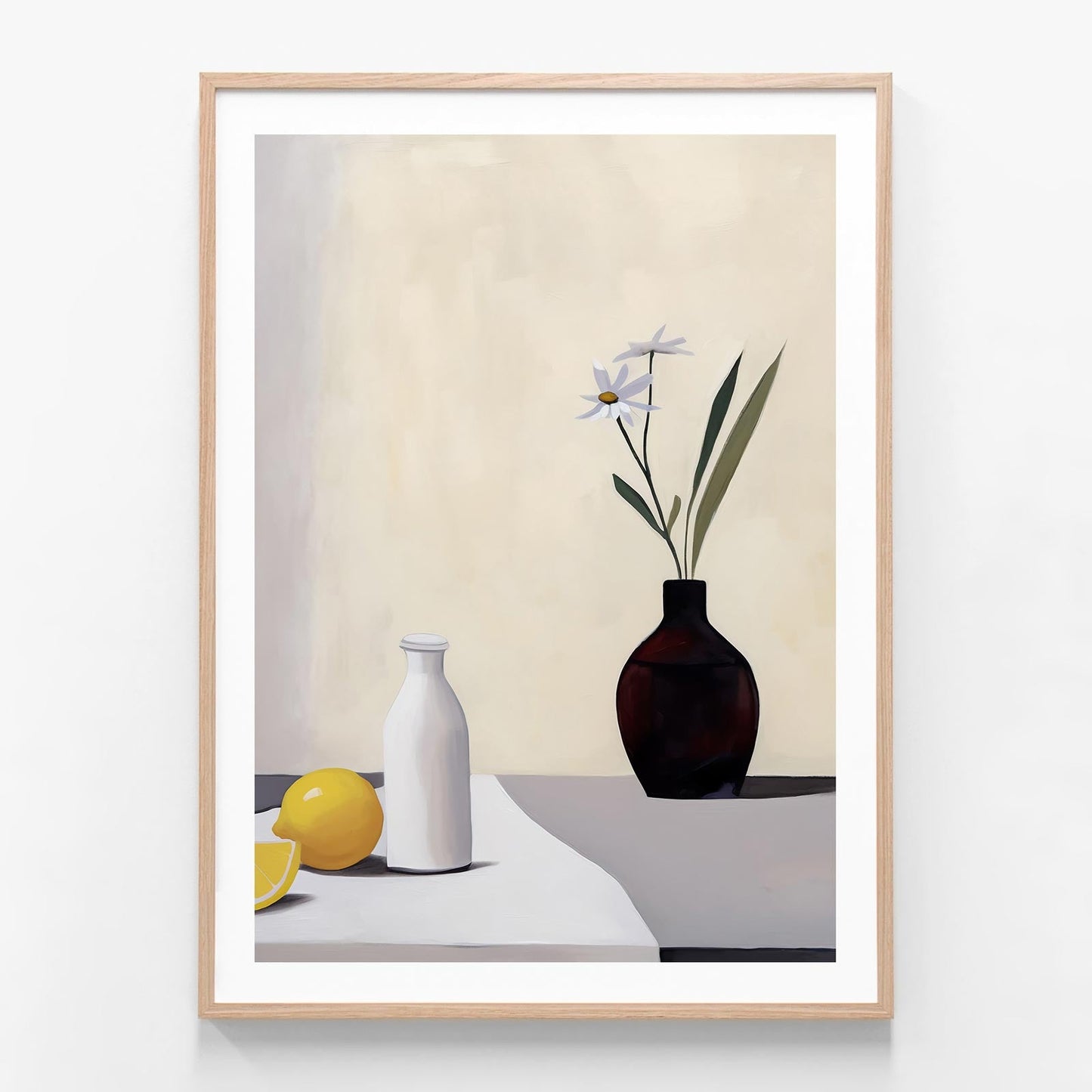 Daisy Arrangement oak framed print