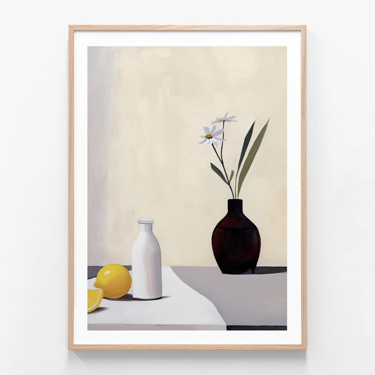 Daisy Arrangement oak framed print